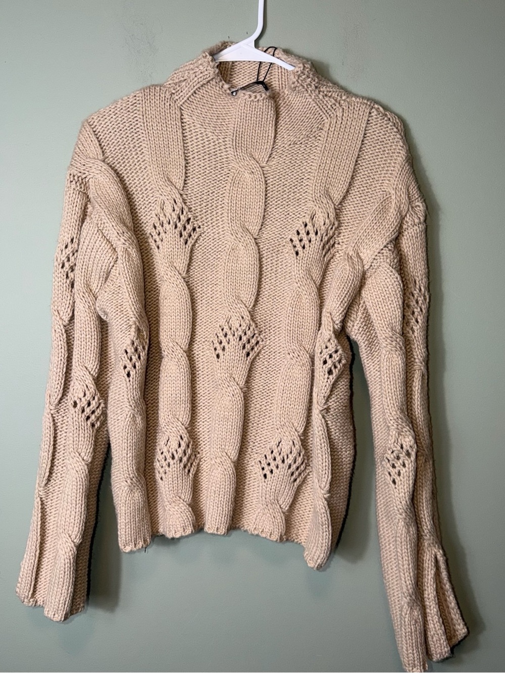 Zara‎ Women’s NWT Chunky Cable Knit Sweater - Cream Small